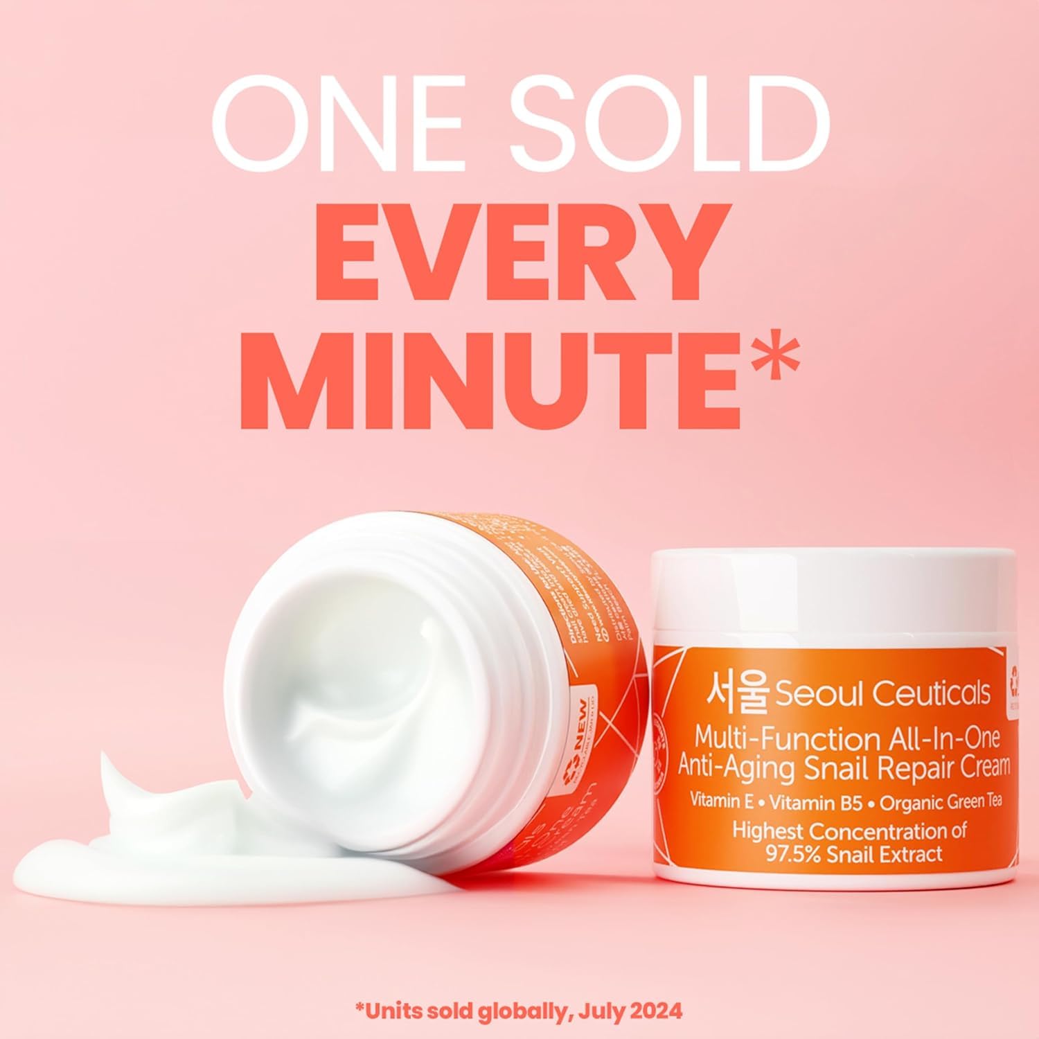 SeoulCeuticals Large 4oz 97.5% Snail Mucin Moisturizer Cream Korean Skin Care - K Beauty Skincare Day & Night Snail Repair Cream Filtrate Cruelty Free-GlimoraGlow