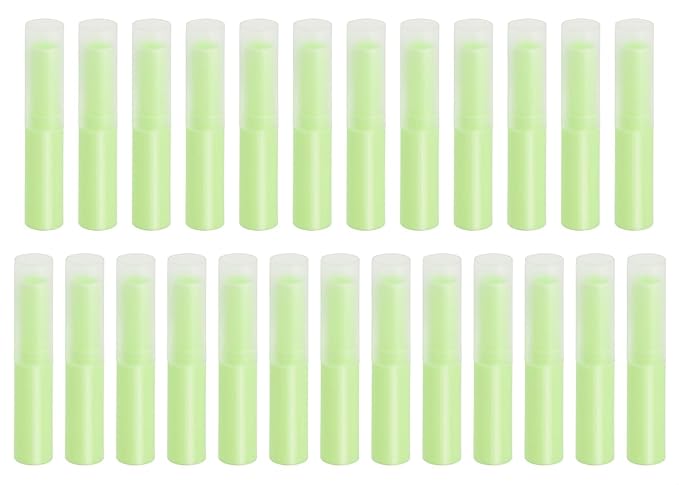 0.14oz Empty Flavored Lip Balm Container Tubes Plastic Homemade Moisturizing Lip Stick with Caps Bulk Fit for Women Adult DIY Making Supplies, 25 Count (Green)-GlimoraGlow