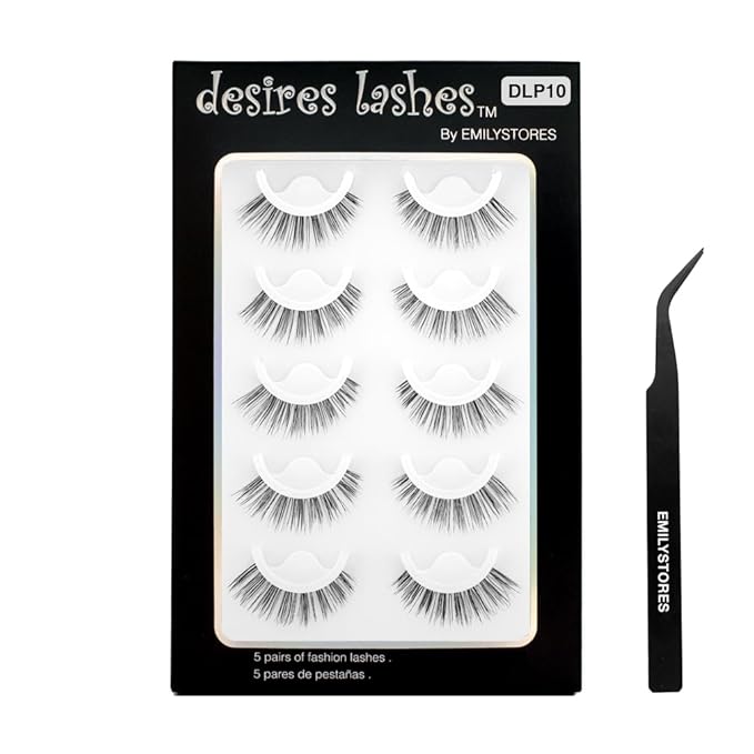 False Eyelashes, 5 Pairs Wispy Light Pre-Glued Self Adhesive Lashes with Applicator (Wispy)-GlimoraGlow