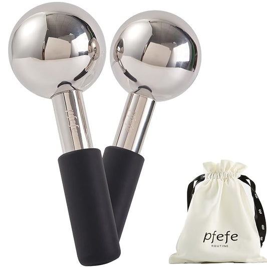 Ice Globes for Face & Eyes, Unbreakable Stainless Steel Cryo Sticks for Beauty Routines, Facials Cold Roller Cooling Globes for Puffiness, Wrinkles, Dark Circles, Headaches-GlimoraGlow