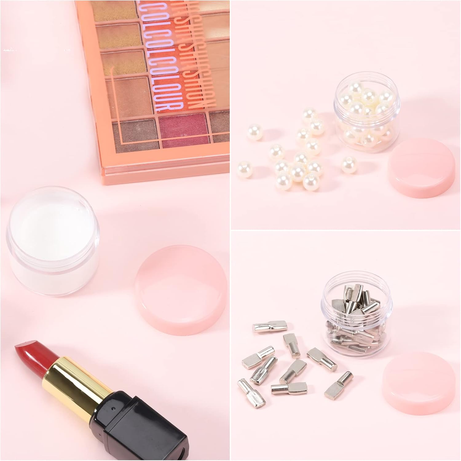 100 Count 20g Sample Containers with Lids，Refillable Cosmetic Containers Small Plastic Jars Lip Scrub Container - Pink-GlimoraGlow