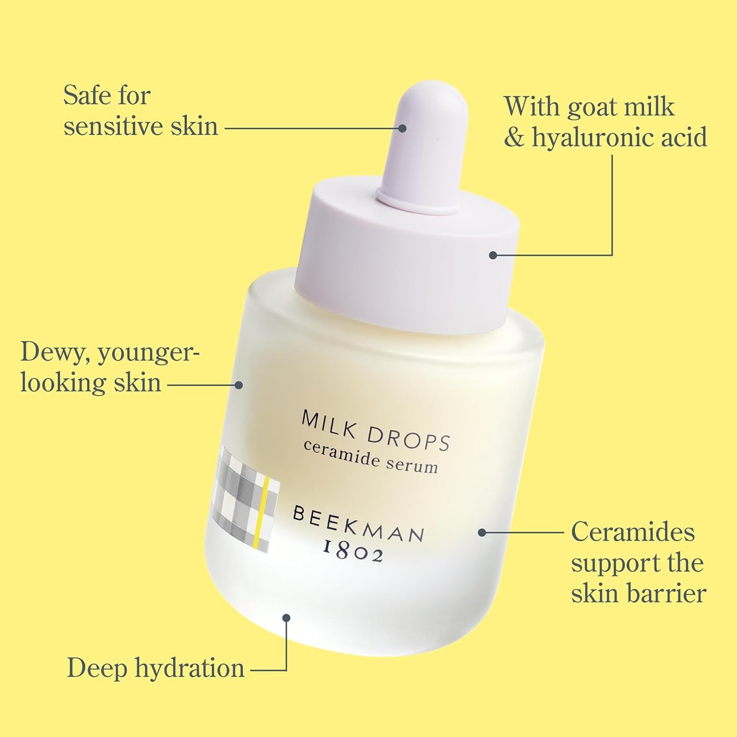 Beekman 1802 Milk Drops Ceramide Facial Serum - Squalane Oil, Hyaluronic Acid & Goat Milk Face Moisturizer - Boosts Skin Radiance & Hydrates Deeply - Fragrance Free, Cruelty Free-GlimoraGlow