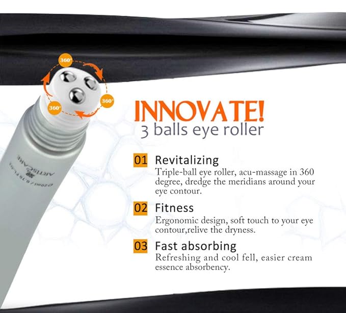 Eye Peptide Serum Eye Massage Roller Nourishing Relieve Loose Eye Bags Dark Circles Eye Skin Care Under Eye Cream for Fine Wrinkles and Puffiness Daily Skincare(Nourishing Grey)-GlimoraGlow