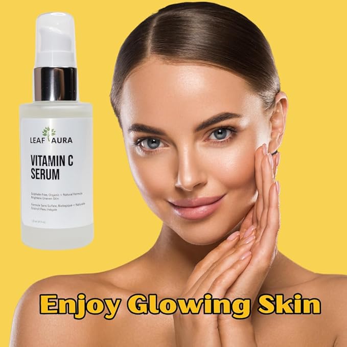 Vitamin C Serum, Sulphate-Free, Organic+ Natural Formula, Brightens Uneven Skin, Made In Canada, 29.5ml-GlimoraGlow