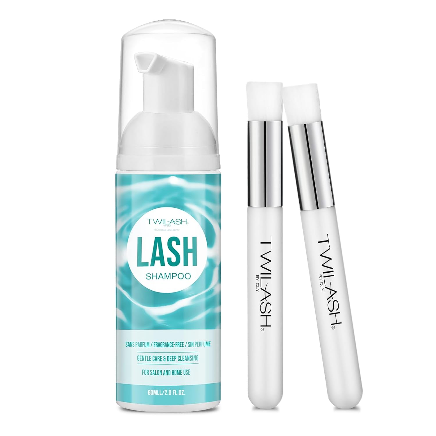 Lash Shampoo for Lash Extensions 2 Fl Oz / 60ml - Includes 2 Lash Shampoo Brushes for Cleansing - Eyelash Extension Cleanser for Professional Salon and Home Use (Unscented-60ml)-GlimoraGlow
