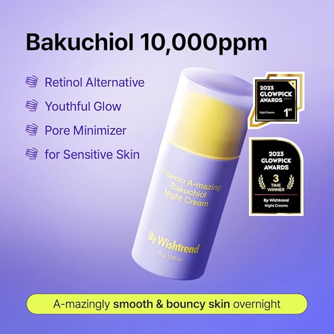 BY WISHTREND Vitamin A-mazing Bakuchiol Night Cream | Retinal, Peptide, Collagen, Ceramide NP, Centella Asiatica, moistfully plump overnight skincare (1.05 Ounce (Pack of 1))-GlimoraGlow
