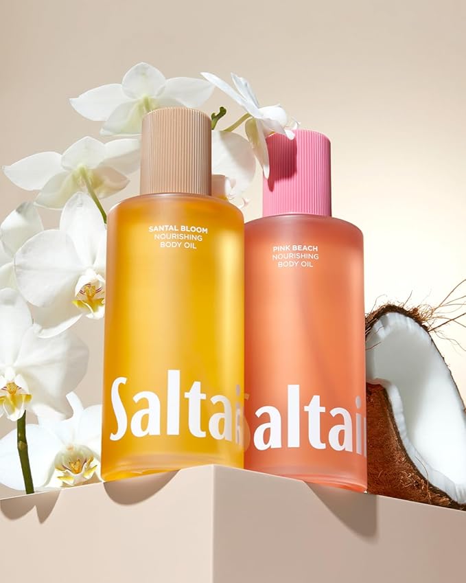 Saltair Body Oil. Jumbo Size Santal Bloom After Shower and Bath Oil Moisturizer for Women and Men. Botanical, Non-Greasy, and Well-Absorbing Lotion for Hydrating Dry Skin. 10oz Bottle-GlimoraGlow