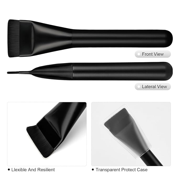Flat Foundation Brush,Korean Makeup Brush Spatula Facial Brush for Liquid Foundation,Premium Face Makeup Brush for Blending Cream (Black)-GlimoraGlow