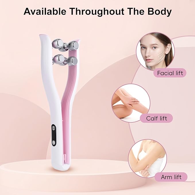 2025 Multi-Functional Face Lifting Device, V Roller Face Lift, Tightening, Skin Care, Double-Sided Roller Design, Type-C Fast Charging, Portable Beauty Device with 3 Adjustable Settings (White)-GlimoraGlow