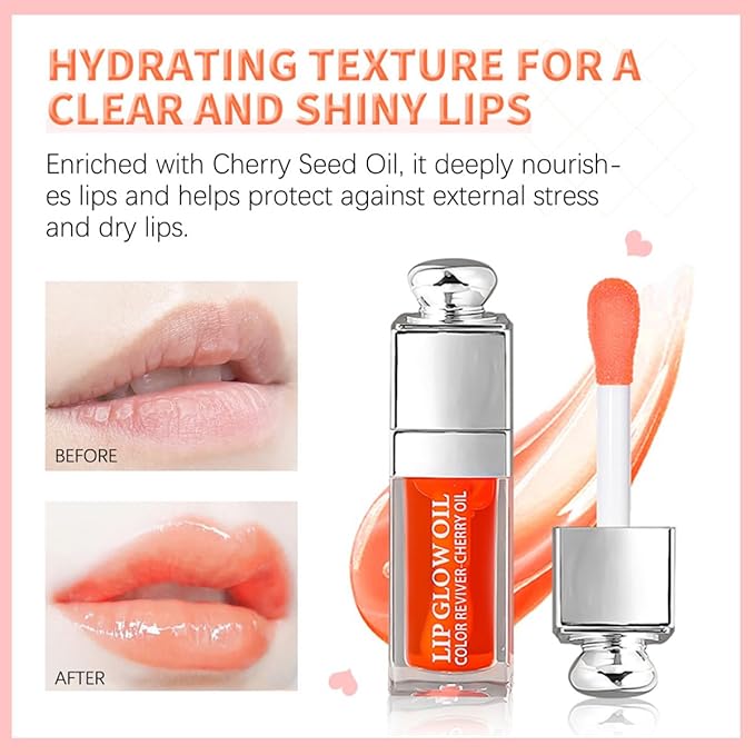 Hydrating Lip Glow Oil, Moisturizing Plumper Lip Gloss, Transparent Plumping Balm, Tinted Balm Care 0.2 OZ - 020 MAHOGANY-GlimoraGlow