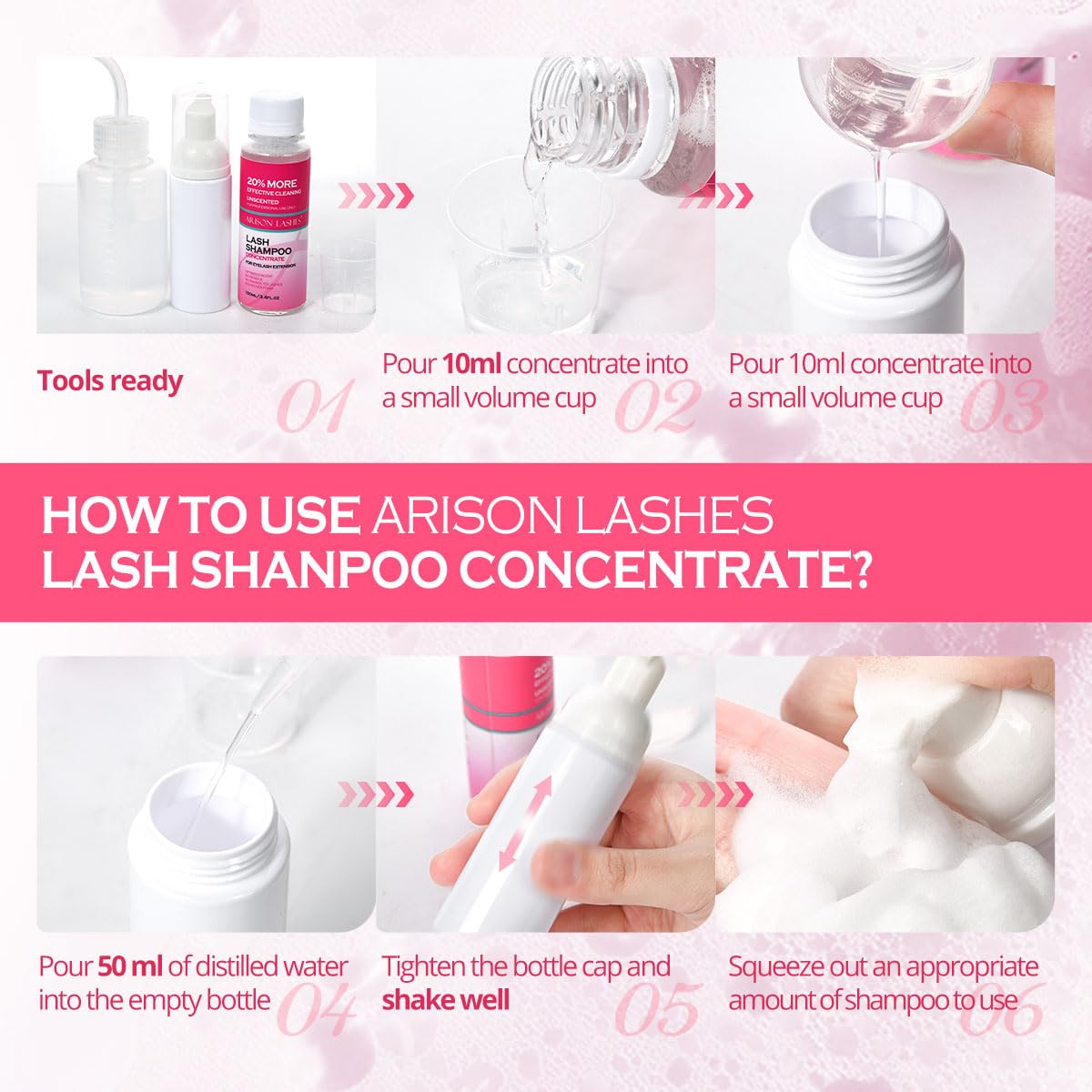 ARISON LASHES Lash Shampoo Concentrate for Lash Extensions 100ML Eyelash Cleanser Concentrate Oil-Free Eyelash Extension Shampoo with Salon Home Care(Bubble gum)-GlimoraGlow