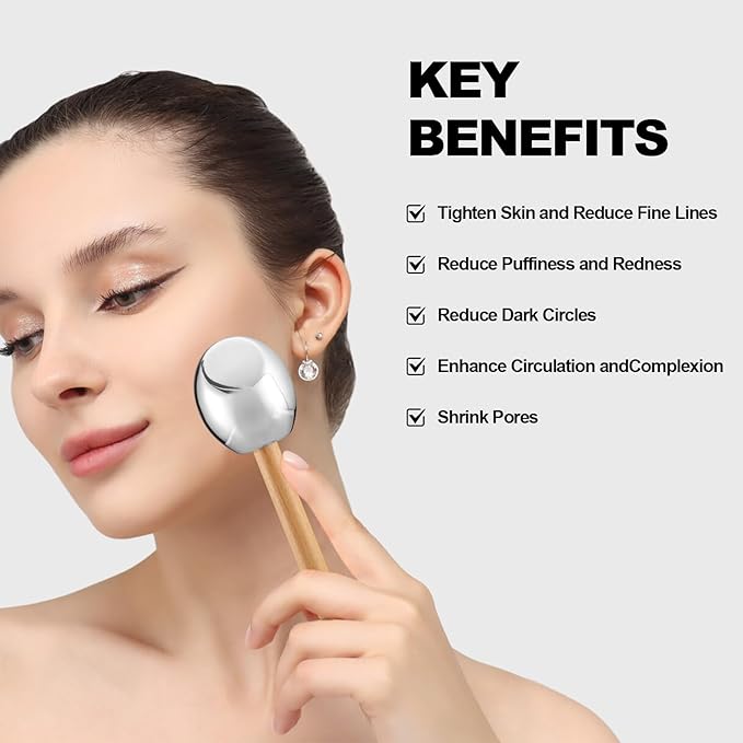 Ice Globes-Facial Skin Care Tools for Women,Ice Globes for Face-Unbreakable Steel Cooling Roller,Cryo Sticks for Face -Tighten Skin and Reduce Puffiness-GlimoraGlow