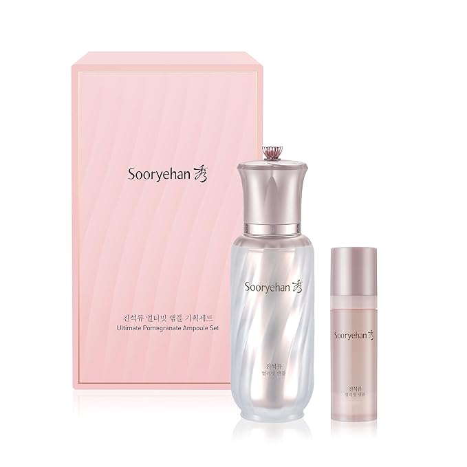Sooryehan Ultimate Pomegranate (Ampoule Set, 1.9fl oz) - Skin Elasticity, Reduced Wrinkles & Skin Tone Improvement, Elastin, Vitamin C, Adenosine & Niacinamide-GlimoraGlow