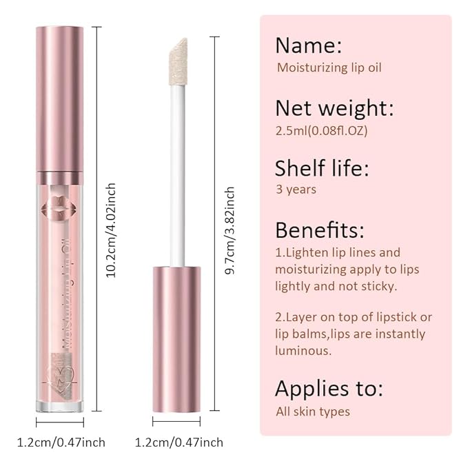 Hydrating Lip Gloss Oil - Nourishing Tinted Lip Oil for High-Shine Finish, Long-Lasting, Non-Sticky, Cruelty-Free Lip Plumper, Perfect with Lipstick & Peel-Off Lip Stain X-00#-GlimoraGlow