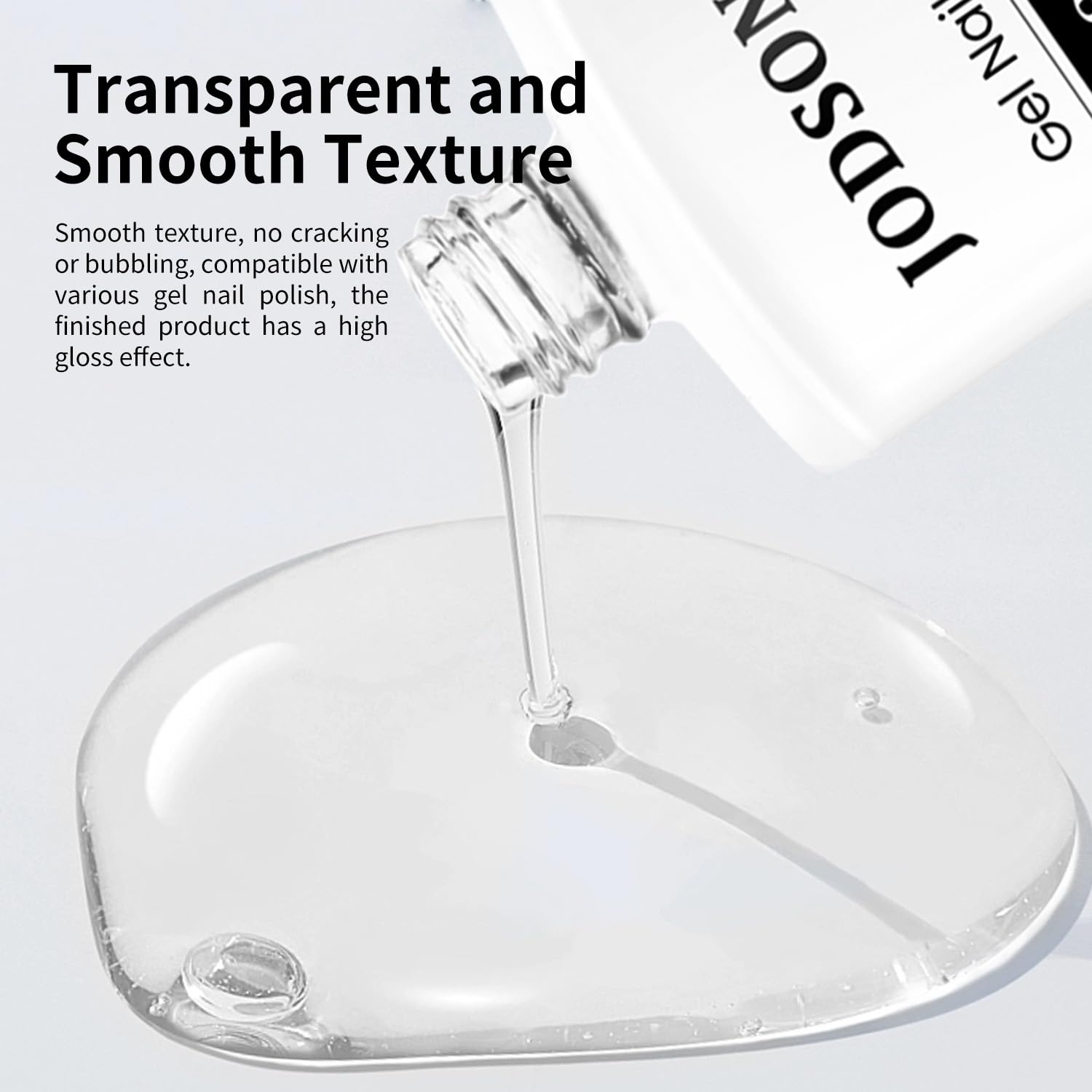 JODSONE 2 Bottles 18ml Top Coat Base Coat Gel Polish Set Compatible for Nail Salon Bright Surface, Girl Gift and At Home DIY Need U V Lamp Curing-GlimoraGlow