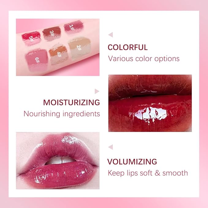 ibcccndc Lip Plumper Plumping Lip Gloss Hydrating Nourishing Lip Oil Red Liquid Lipstick Lip Care Products Mineral Oil Clear Lipgloss (2)-GlimoraGlow