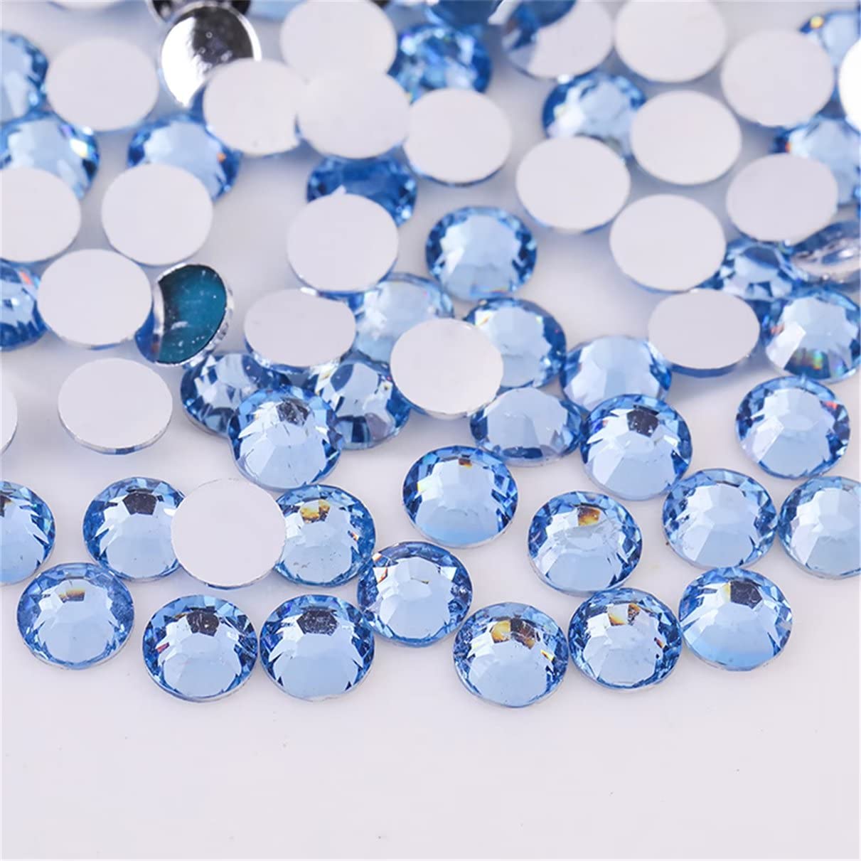 1500 Pieces SS16 4mm Flatback Rhinestones Clear Glass Round Gems Crystals for Nail Art DIY Crafts Clothes Shoes Bags （Light Blue）-GlimoraGlow