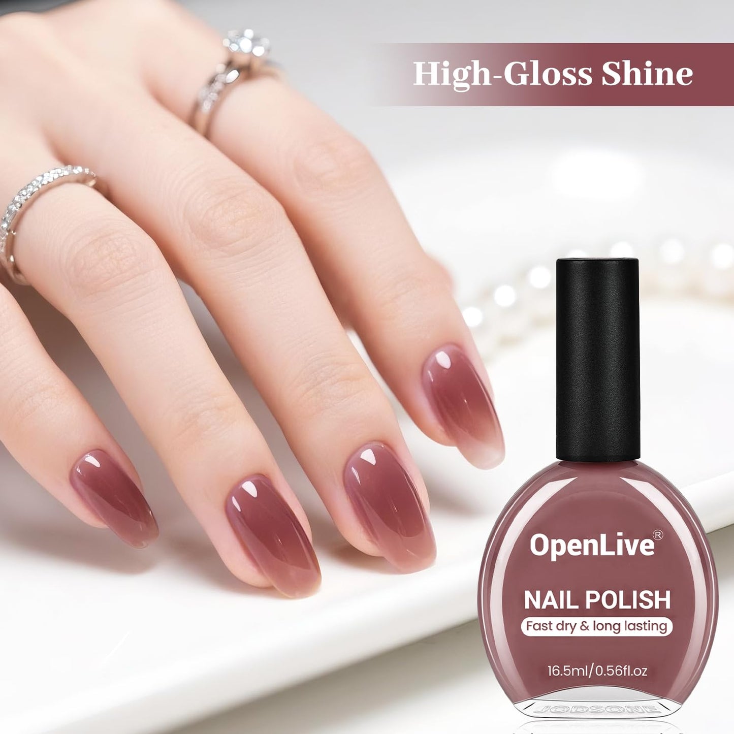 16.5ml Jelly Mauve Red Nail Polish Large Volume Quick Dry Nail Polish, Long Lasting Shine, Fingernail Toenail Nail Art DIY Home Travel Nail Art Gift-GlimoraGlow