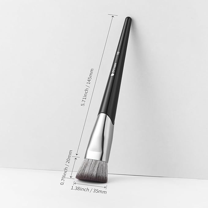 DUcare Foundation Brush Contour Bronzer Self Tanner Makeup Brushes for Liquid Makeup Flat Top Professional Buffing Blending Mineral Powder Face Brush, Black-GlimoraGlow