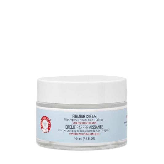 First Aid Beauty - Firming Collagen Cream with Peptides & Niacinamide, Ultra-Rich Plumping Moisturizer, Hydrates & Visibly Firms, Non-Comedogenic, Safe for Sensitive Skin, 3.5 oz-GlimoraGlow