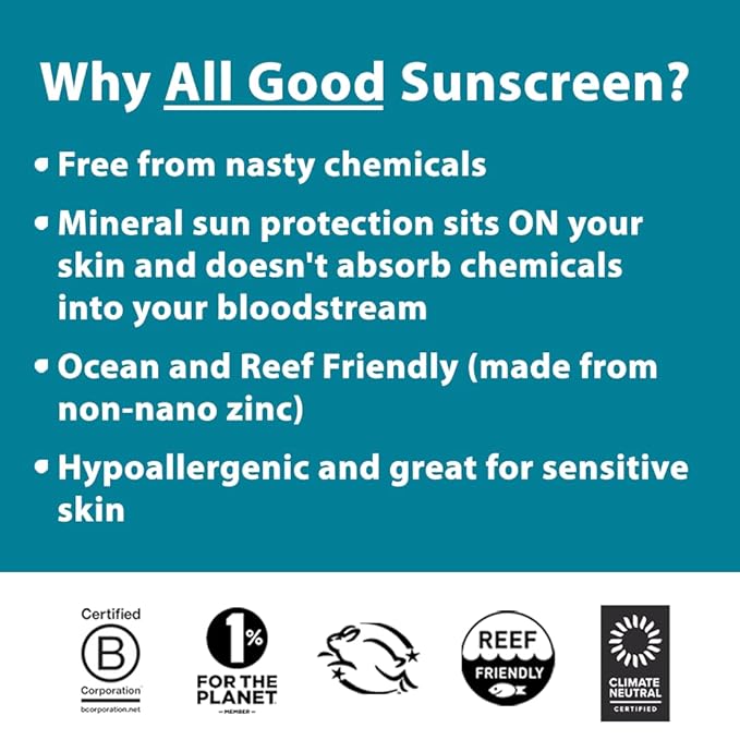 All Good Sunstick - Face Sunscreen, Water Resistant, UVA/UVB Broad Spectrum SPF 30+, Coral Reef Friendly - Beeswax, Zinc, Vitamin E, Shea Butter (Coconut)-GlimoraGlow