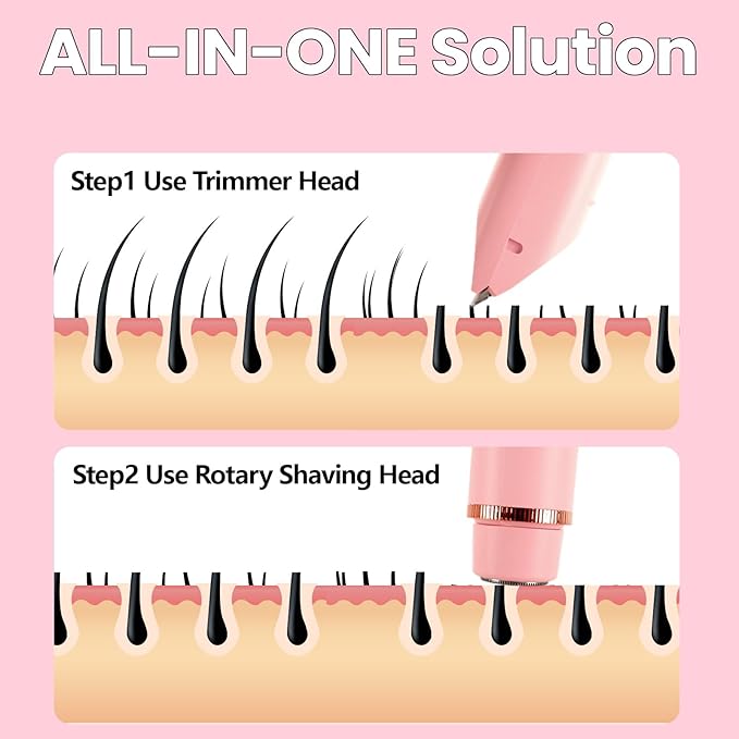 2025 Upgraded Dermave Bikini Shaver - 2 in 1 Bikini Trimmer for Women with LCD Display, Dual Head Cordless Electric Shaver, IPX7 Waterproof Wet/Dry Body Hair Trimmer for Face, Body & Intimate Areas-GlimoraGlow