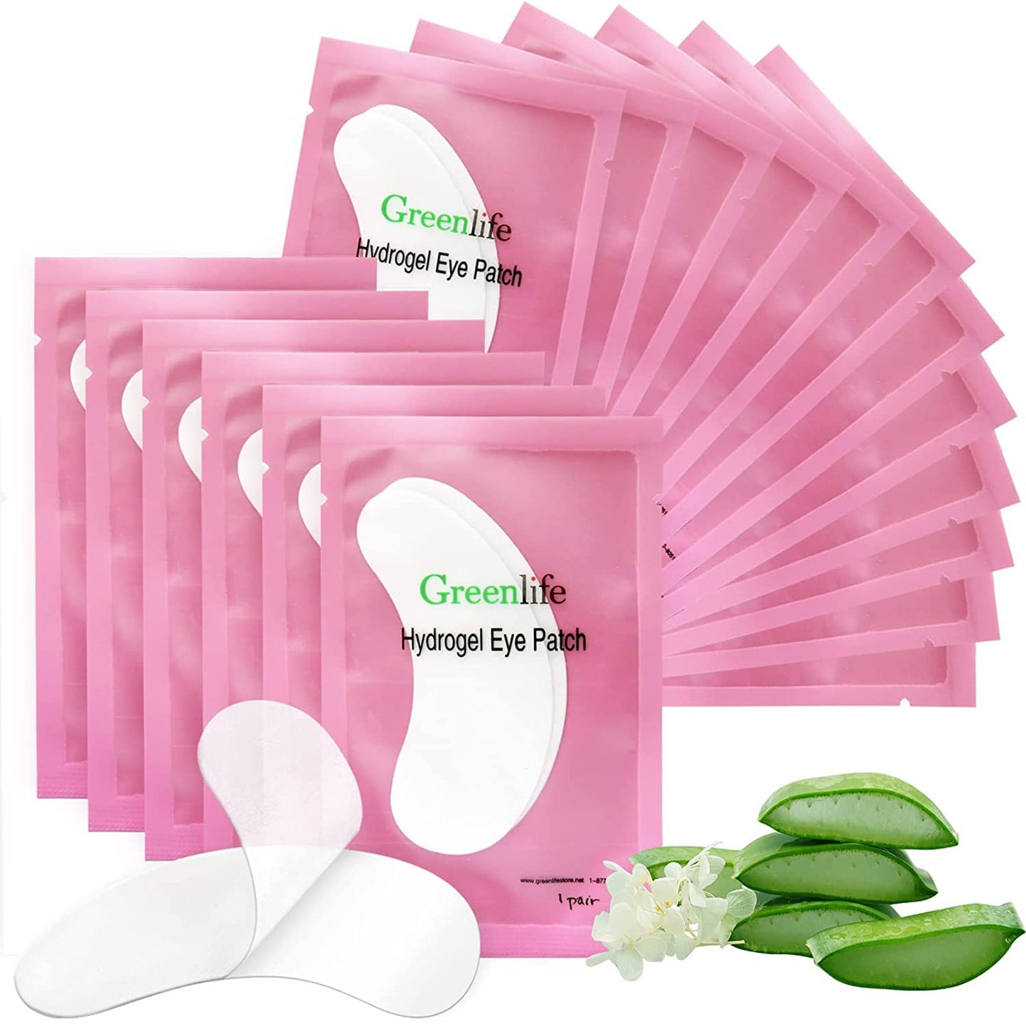100 Pairs GreenLife Natural Hydrogel Eye Gel Pads - Collagen and Aloe Vera Patches for Under Eyes - Eyelash Extension Kit-GlimoraGlow