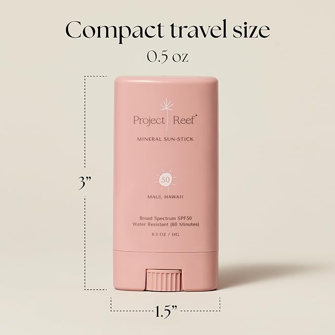 SPF 50 Sheer Mineral Sunscreen Stick - Vegan, Reef Safe, Non-Nano Zinc, Face Sunblock Stick, No White Residue, Pocket Size, Ideal for Travel & Kids .05 oz-GlimoraGlow