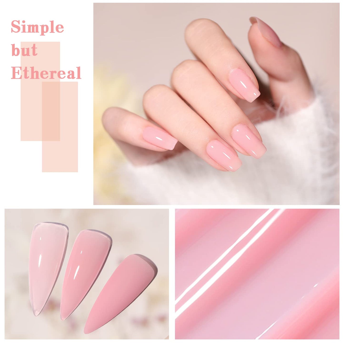 Jelly Pink Gel Nail Polish Set of 10 Colors Including Pink Purple Milky White Nude Gel Polish Kit UV LED Soak Off Nail Polish Home DIY Manicure Nail Salon Varnish-GlimoraGlow