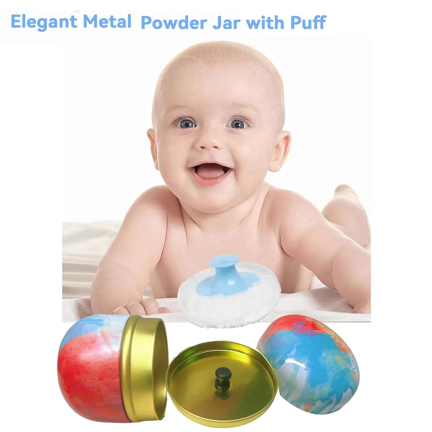 Body Powder Puff and Container, 3.35" Portable Dusting Powder Container with Soft Puff LoosePowder Case Box Jar with Lids for Baby Women Home and Travel Use-GlimoraGlow