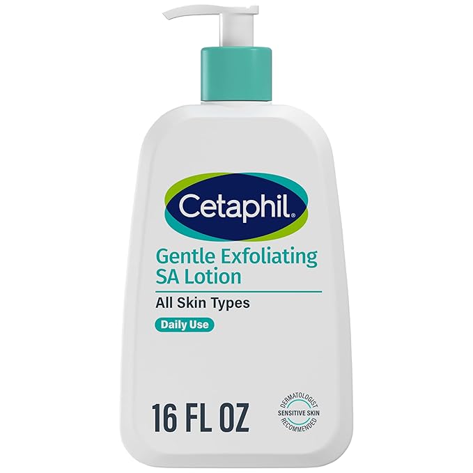 Cetaphil Gentle Exfoliating SA Lotion, Lightweight Moisturizer for All Skin Types, 16 Fl oz Pump Bottle, Salicylic Acid, Mandelic Acid & Gluconolactone, Gently Exfoliates, Dermatologist Recommended Brand-GlimoraGlow