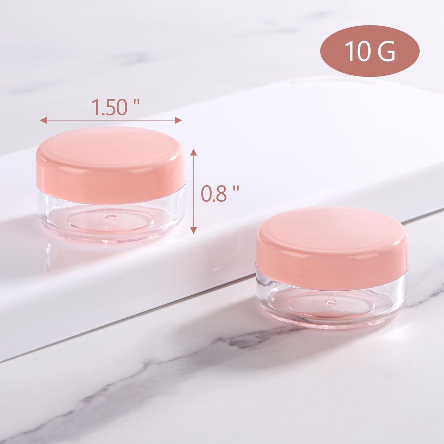 100 Count Sample Containers with Lids, 10 Gram Small Plastic Makeup Jars Lip Scrub Cosmetic Container - Pink-GlimoraGlow