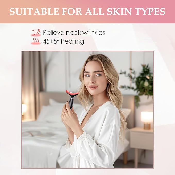 7 Colors Facial and Neck Massager,Lymphatic Contour Face Massager for Womens Skin Care- Rejuvenation- Lifting- Toning- Glow Boost-Tightening and Smooth (Black)-GlimoraGlow