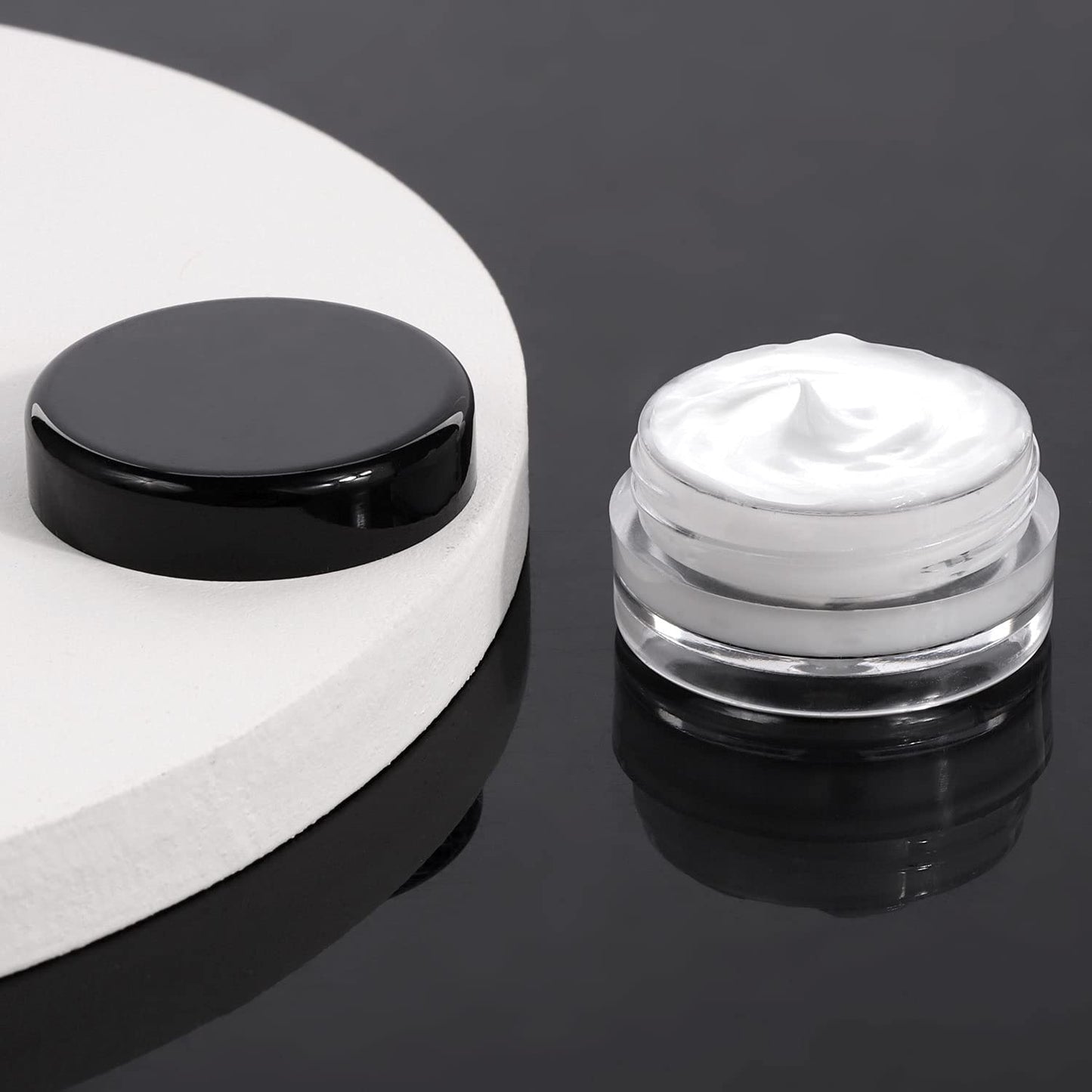 100 Count 10g Small Sample Containers with Lids Plastic Jar Cosmetic Jars Empty Makeup Jars Lip Balm Containers - Black-GlimoraGlow