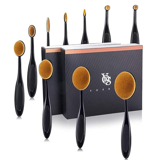 2 Sets Yoseng Oval Makeup Brushes 10 Fashionable Super Soft Professional Oval Toothbrush Foundation Contour Powder Blush Blending Brush Cosmetic Brushes Tool Set ink with Box Black（2 Pack）-GlimoraGlow