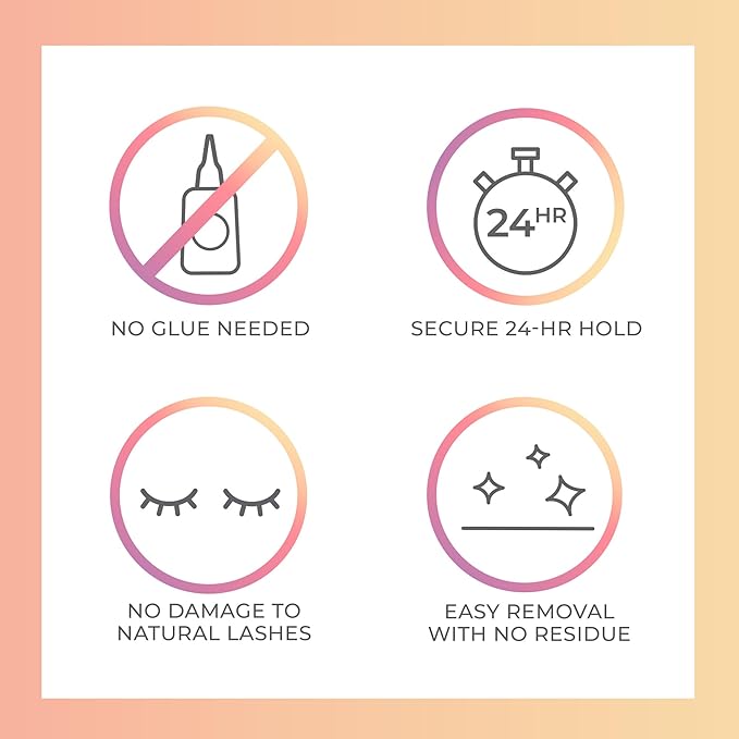 KISS imPRESS Falsies Press On Self Adhesive Eyelashes, 12mm-14mm Natural Volume Press On Lashes, Black, No Glue Needed, Invisible Band, 20 Lash Clusters & Non-Stick Applicator - Natural-GlimoraGlow