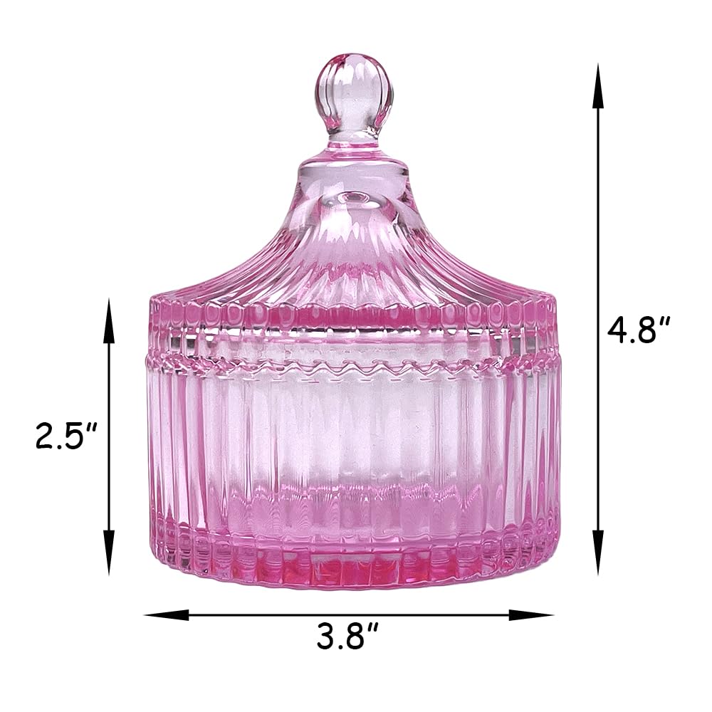 Ultra Soft Powder Puff and Container 3.3" High Density Velvet Dusting Washable Reusable Powder Puff,Body Powder Puff and Glass Jar Holder Loose Powder Box with Puff for Face Makeup(Pink)-GlimoraGlow