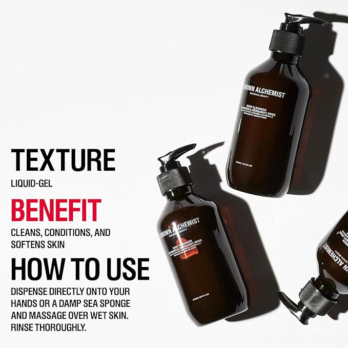 Grown Alchemist Body Cleanser REFILL: Geranium, Tangerine, Cedarwood. Gentle Body Wash that Hydrates and Cleanses Skin, (1L).-GlimoraGlow