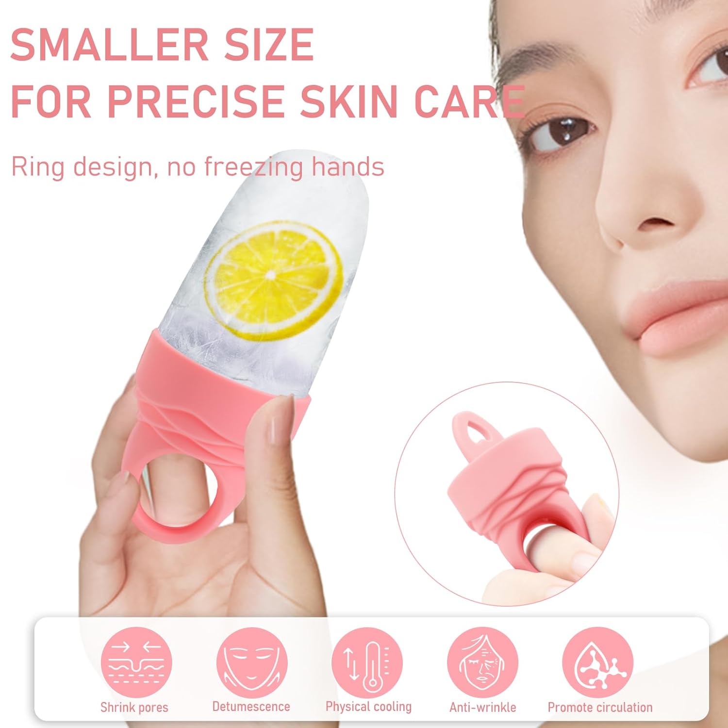 3 Pcs Facial Ice Roller Silicone Mold Reusable for Face Women and Eye Neck Cold Skin Care Tools Freezer De Puff Eyes Bags Reduce Migraine Pain Pink-GlimoraGlow