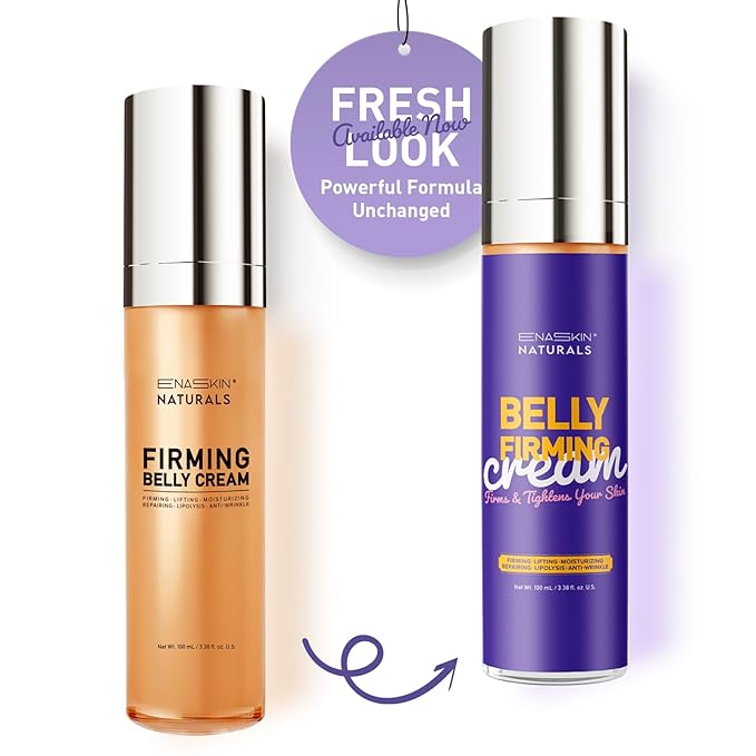 Belly Firming Cream: B Flat Skin Tightening Cream , Cellulite & Stretch Mark Reduction & Tummy Hips Cream & Body Firming for Stomach & Thighs & Arms – 3.38 Fl Oz-GlimoraGlow