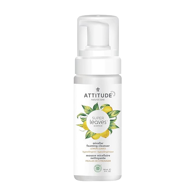 ATTITUDE Micellar Foaming Facial Cleanser, EWG Verified, Dermatologically Tested, Plant and Mineral-Based, Vegan, Earl Grey & Cucumber Scent, 5 Fl Oz-GlimoraGlow
