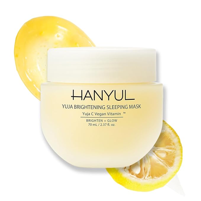 Hanyul Yuja Sleeping Mask | Korean Yuzu Night Cream, Vitamin C for Glow, Radiance, Brightening, Vegan Hydrating Overnight Moisturizer with Hyaluronic Acid, Niacinamide & Antioxidants 2.37 fl. oz.-GlimoraGlow