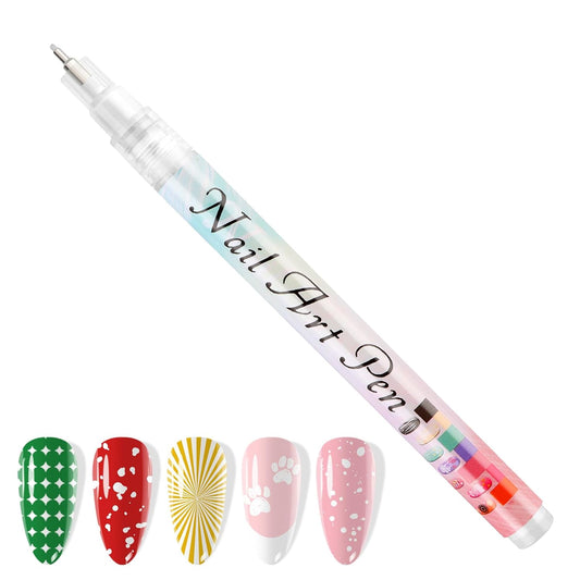 1 PCS White Nail Art Polish Pens, Kalolary 0.5mm Nail Art Markers Nail Point Graffiti Dotting Pen Drawing Painting Liner Brush for DIY Nail Art Beauty Adorn Manicure Tools-GlimoraGlow