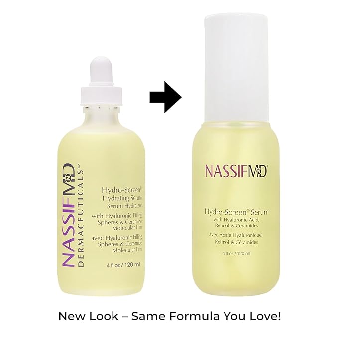 NassifMD Hydro-Screen Hydrating Serum with Hyaluronic Acid & Ceramides – Lightweight, Fast-Absorbing Formula for Smooth, Plump, Moisturized Skin – Ideal for Dry or Sensitive Skin-GlimoraGlow