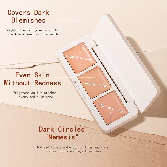 IFiona Tricolor Concealer to Cover Spots,Stains,Acne,Freckles and Brighten Skin Color Concealer Palette-GlimoraGlow