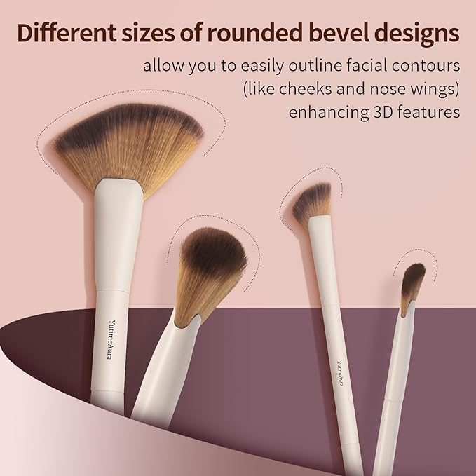 Makeup Brushes, Dual End Makeup Brush Set 7 Pcs, Foundation Contour Powder Concealer Eye Shadows Blush Make Up Brushes, Travel Gift Set, Cruelty-Free-GlimoraGlow
