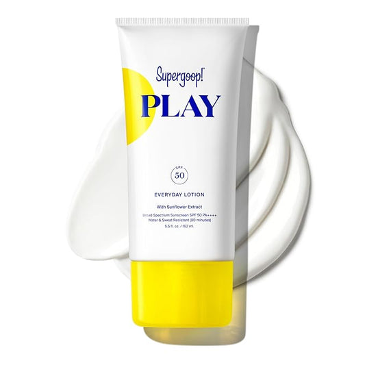 Supergoop! PLAY Everyday Lotion SPF 50 - Broad Spectrum Body & Face Sunscreen for Sensitive Skin - Great for Active Days - Fast Absorbing, Water & Sweat Resistant - 5.5 fl oz-GlimoraGlow