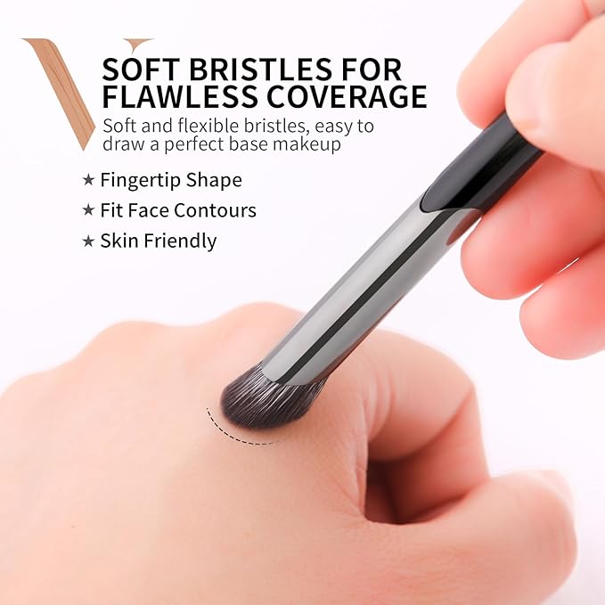 DUcare Nose Contour Brush, Angled Concealer Brush Under Eye, Small Under Eye Makeup Brush for Dark Circles Puffiness Puffy Face Eyebrow Eyes (V02 Mini Contour Brush)-GlimoraGlow
