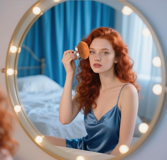 Extra Large Kabuki Brush Set for Body and Face, for blush, loose powder manicure multi-functional and tanning, Gift for women with Velvet Bag(RoseGold 2pcs)-GlimoraGlow