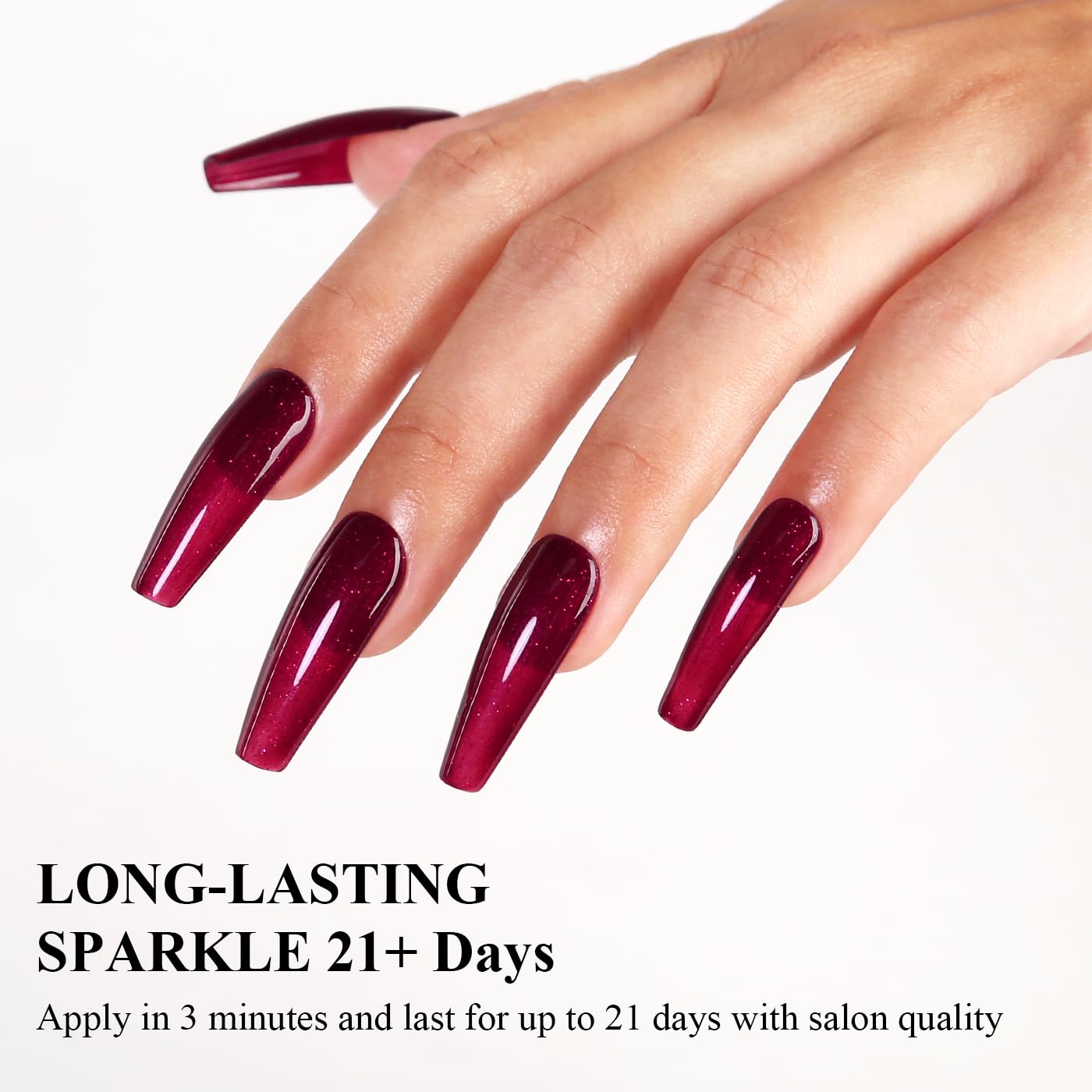 Imtiti Glitter Gel Nail Polish, Burgundy Red Iridescent Glitter Gel Polish Cherry Red Diamond Shimmer Sparkle Soak Off UV LED Nail Gel Polish Autumn Winter Gel Polish Manicure Gel Nail Kit 10ML-GlimoraGlow